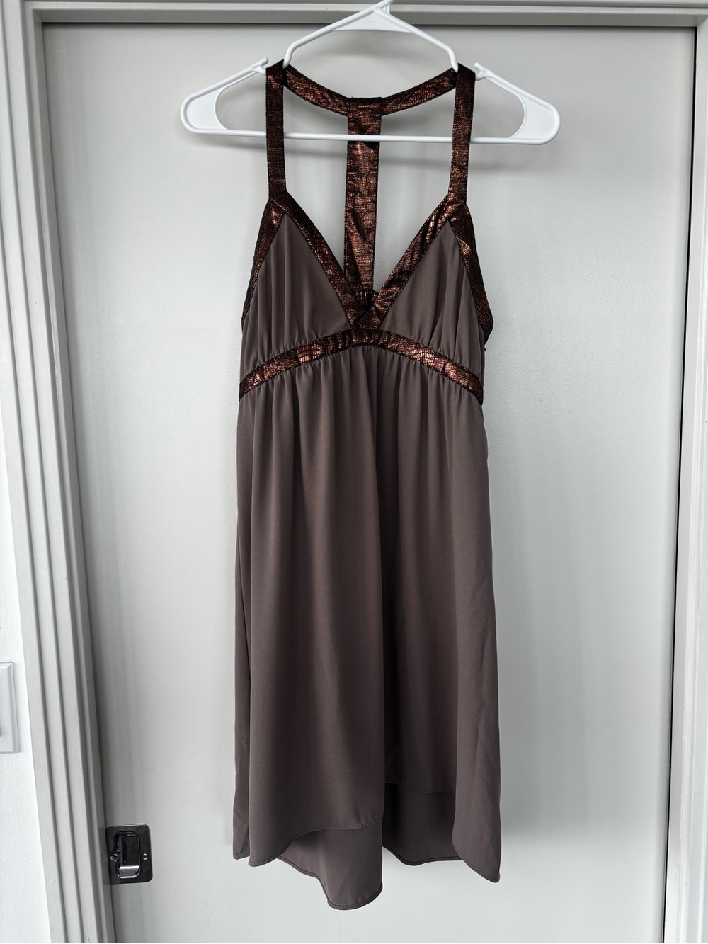 Gentle Fawn Bronze Trim Cocktail Dress Medium